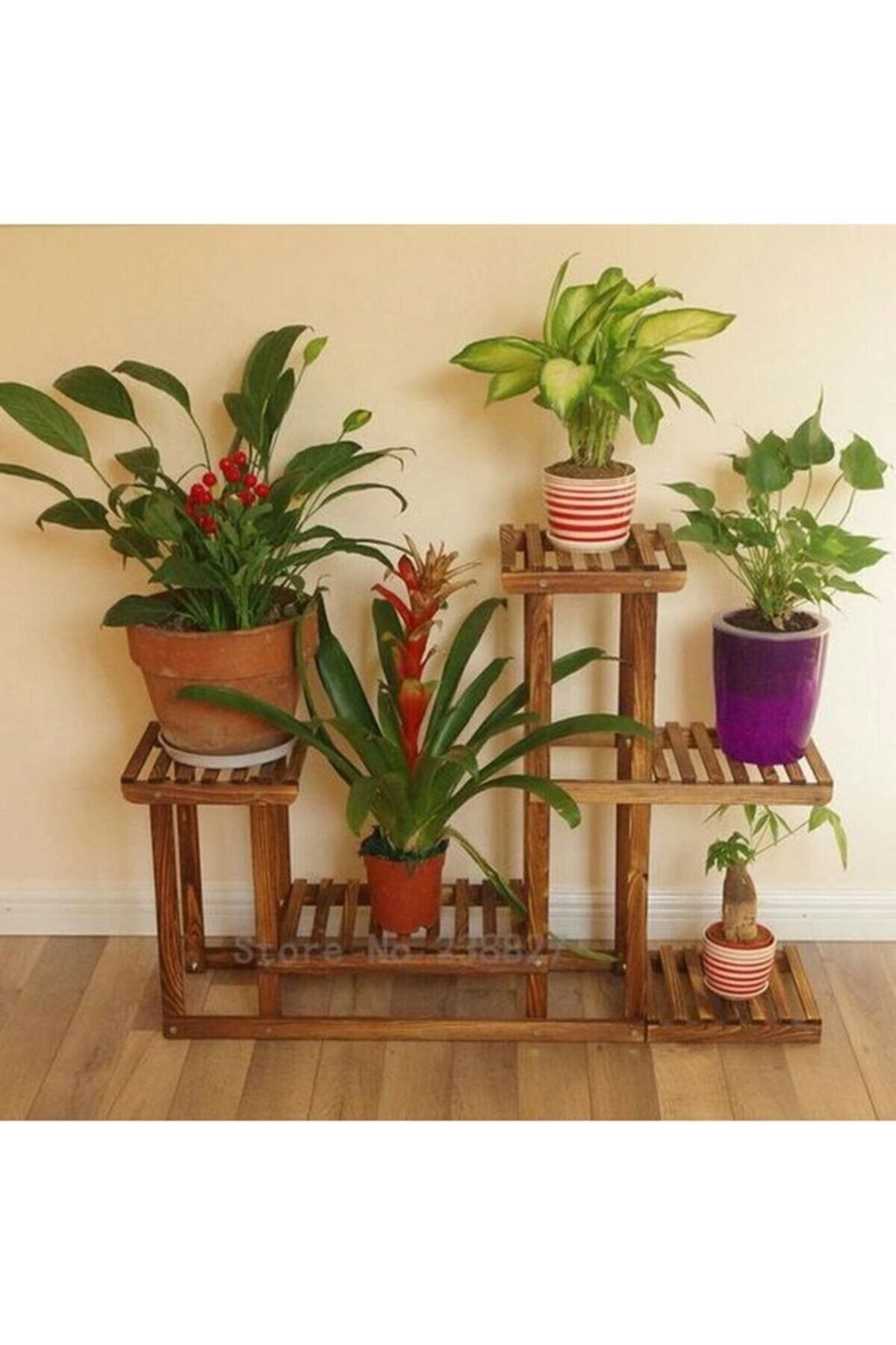 AHŞAP ATÖLYE Ahşap Çiçeklik Kitaplık Saksılık Balkon Bahçe Standı