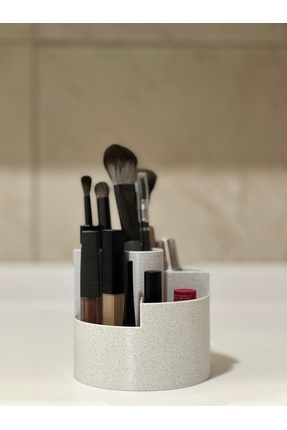 Şık Modern 5 Bölmeli Makyaj Organizeri - Mermer Beyaz - 10cm Image 0