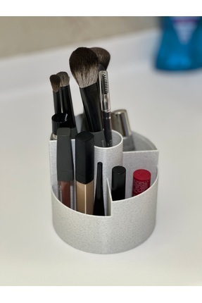 Şık Modern 5 Bölmeli Makyaj Organizeri - Mermer Beyaz - 10cm Image 2