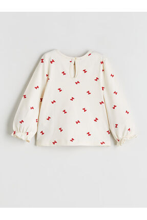 Fiyonk Detaylı Kadife Kız Bebek Salopet Elbise ve Tişört Image 7