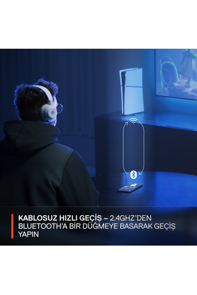 Arctis Nova 5 Wireless ve Bluetooth Kablosuz Gaming Kulaklık - Beyaz Image 4