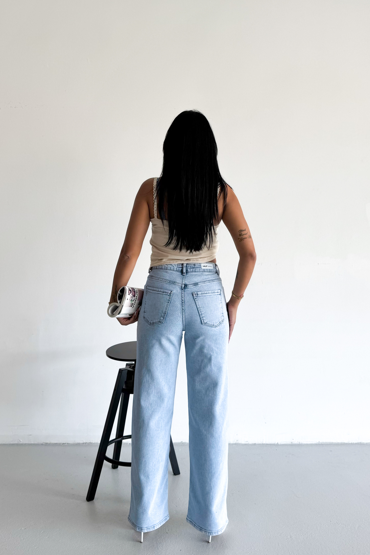 شلوار جین منعطف Palazzo Lycra JESSİCA-2039 دم گشاد زنانه برفی آبی ژان فاق بلند