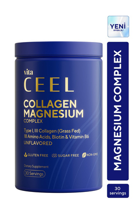 Kolajen Tip I–III & Magnezyum Bisglisinat,Sitrat,Malat Kompleksi +B6 Vitamini, Biotin, 18 Amino Asit Image 0