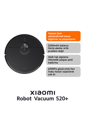 Robot Vacuum S20+ Plus Akıllı Robot Süpürge - Siyah (Xiaomi Türkiye Garantili) Image 0