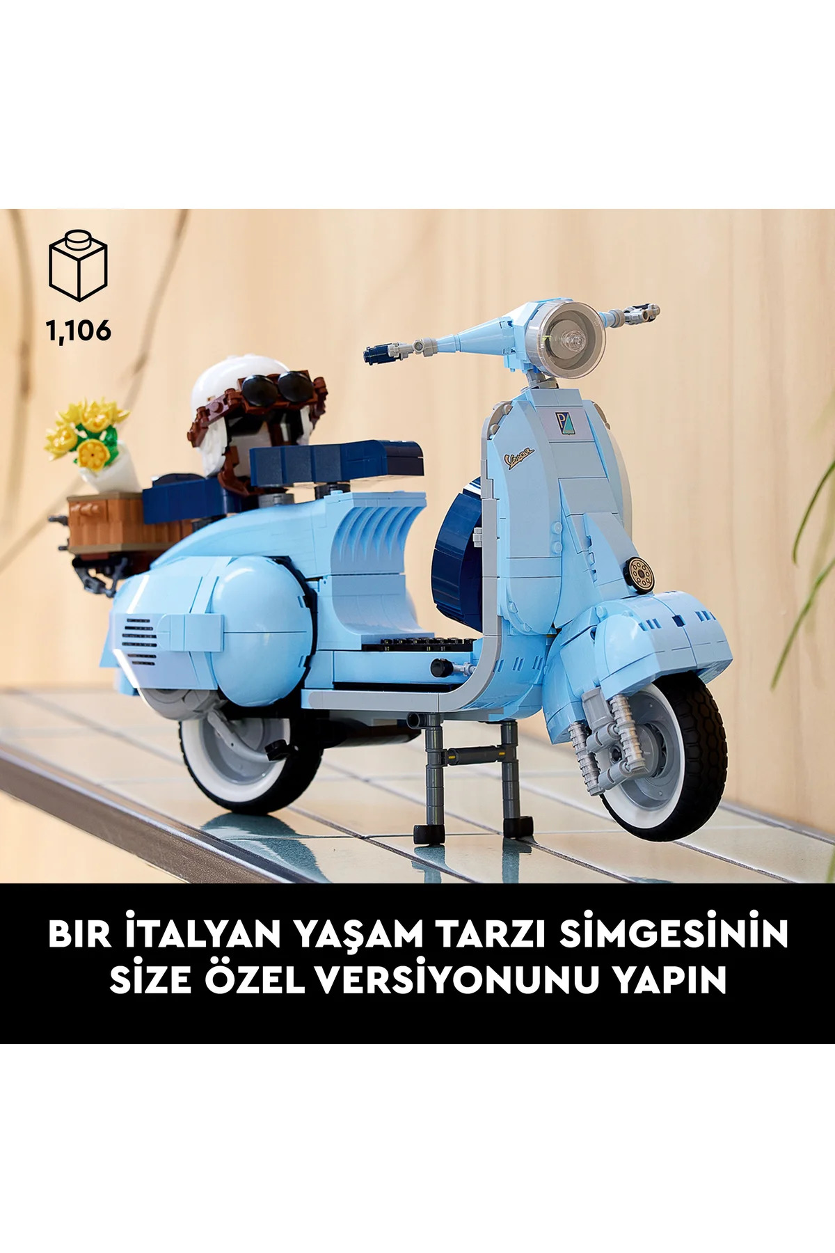 ® Icons Vespa 125 10298 - ست ساختمان مدل قابل نمایش برای بزرگسالان (1106P)