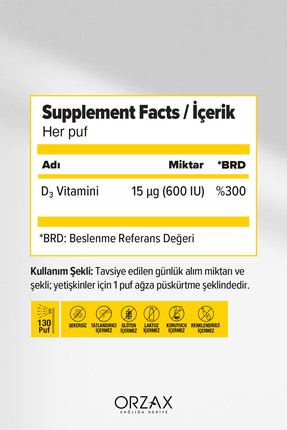 Vitamin D3 Sprey 600 Iu - 20ml Image 1