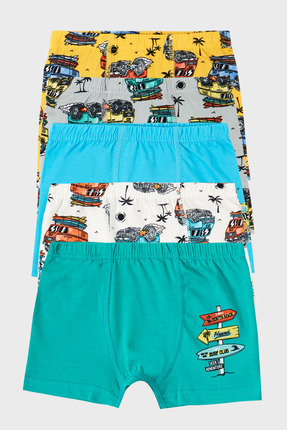 Desenli Streç Pamuklu 5'li Paket Boxer Erkek Çocuk BOXER 6651007ARABA Image 0