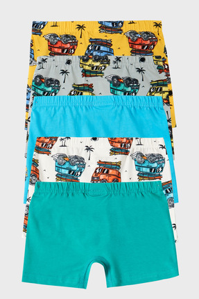 Desenli Streç Pamuklu 5'li Paket Boxer Erkek Çocuk BOXER 6651007ARABA Image 1
