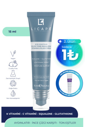 Morluk ve İnce Çizgi Karşıtı, Aydınlatıcı Vitamin K + C Göz Altı Serumu 15 ml Image 0