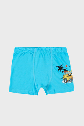 Desenli Streç Pamuklu 5'li Paket Boxer Erkek Çocuk BOXER 6651007ARABA Image 4