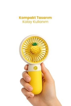 Taşınabilir Şarjlı Mini El Fanı , Masa Fanı Güçlü Vantilatör Pervane Sarı 15 cm Image 0