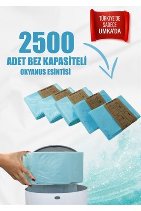 16 Lt Çöp Kutuları Ile Uyumlu 2500 Adet Okyanus Kokulu Bebek Bezi Kapasiteli 5 Paket Çöp Poşeti Image 0