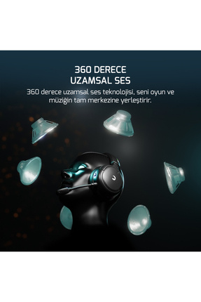 Aero Ultra Siyah Triple Mode (Kablosuz/Bluetooth/2.4G) Gaming (Oyuncu) Kulaklık Image 1