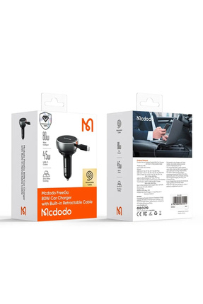 CC-4850 80W USB-C Geri çekilebilir kablo Hızlı araç şarj cihazı Image 0