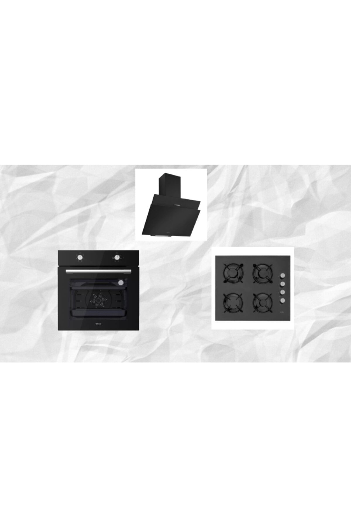 Silverline Esty Ankastre Siyah Cam Set ( Turbo Fırın )