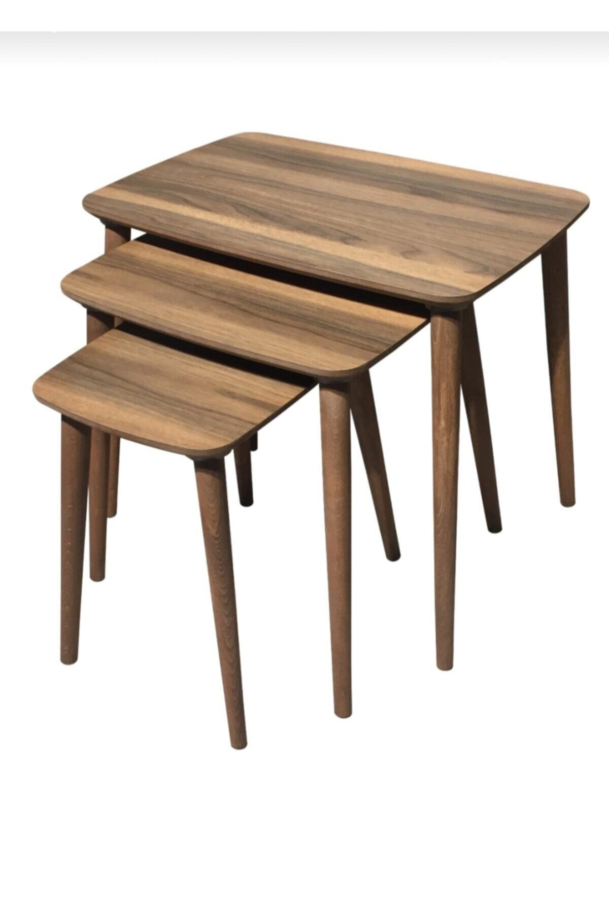 AVELLİNO MOBİLYA Milano Mdf Ahşap 3'lü Zigon Sehpa