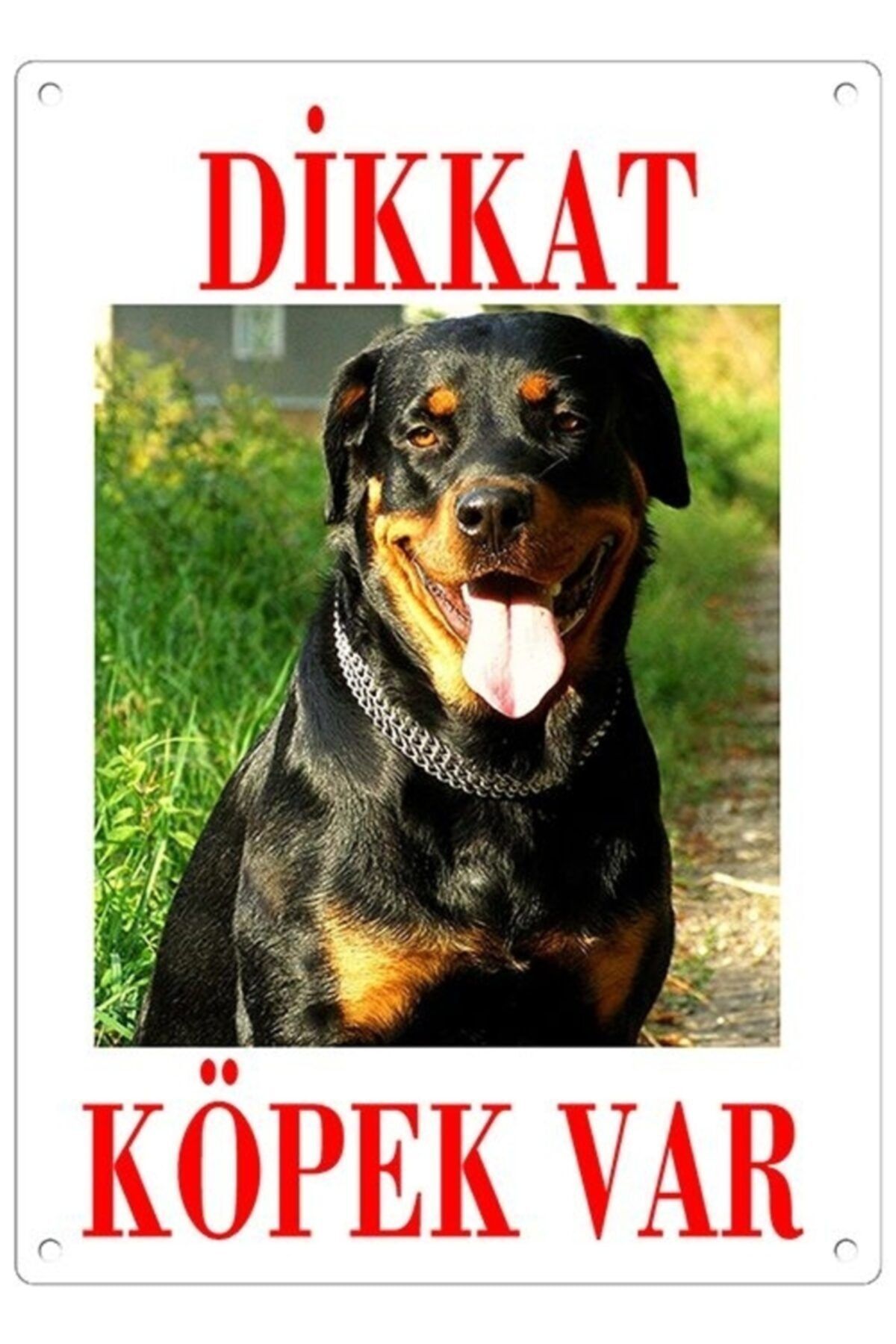 altın pati Dikkat Köpek Var Uyarı Levhası (renkli Rottweiler)