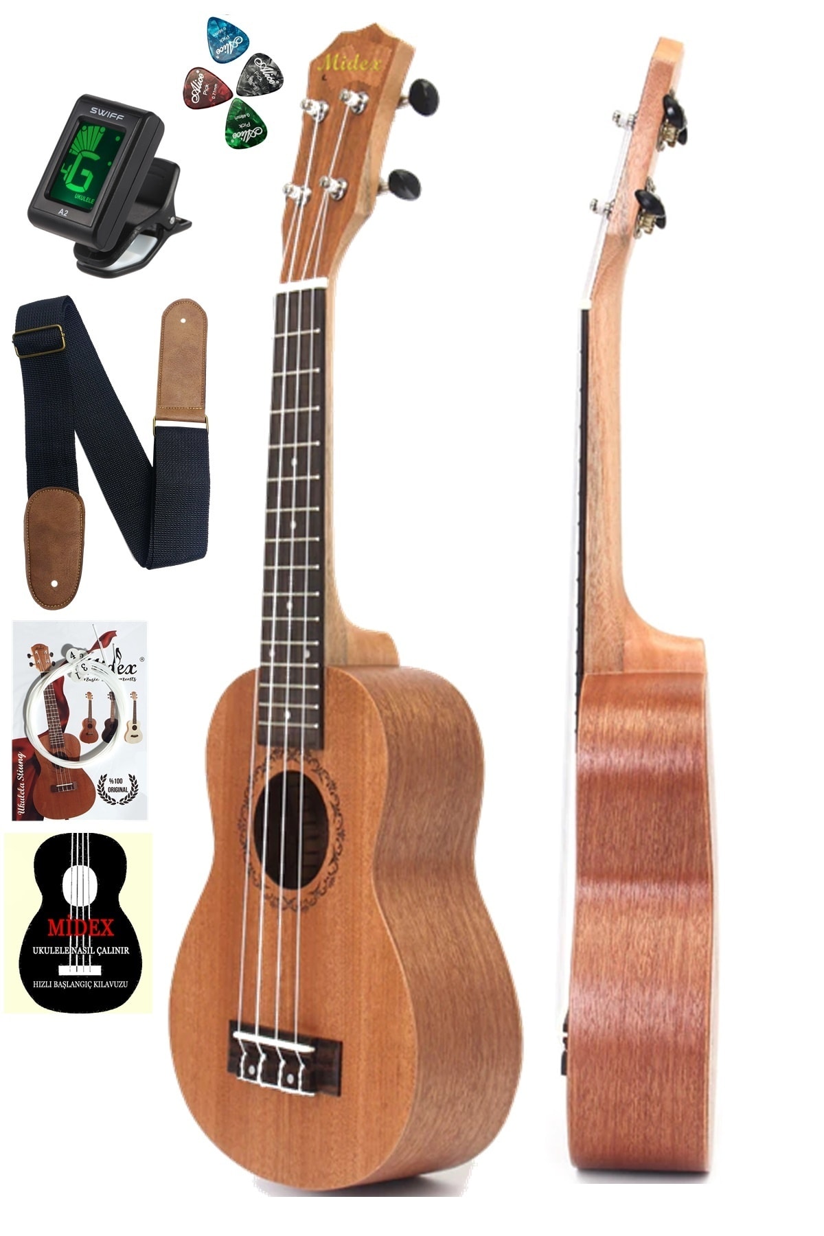 Midex Ct-24m Üst Seviye Concert Ukulele Hakiki Ağaç (ÇANTA METOD ASKI TUNER YEDEK TEL PENA)