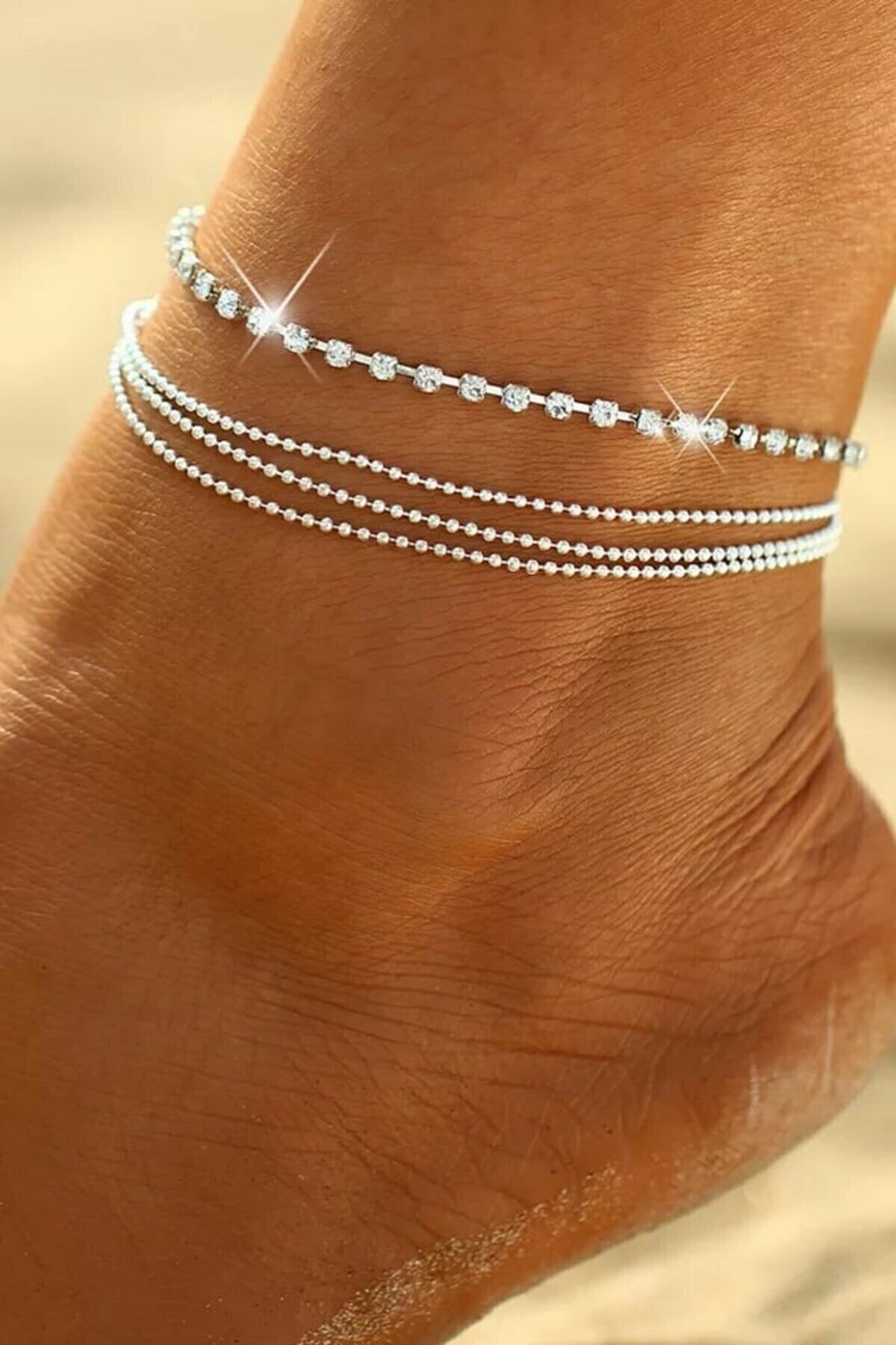 Lealta Vita Kadın Taşlı Zincir Halhal Paslanmaz Ayak Bilekliği Halhal