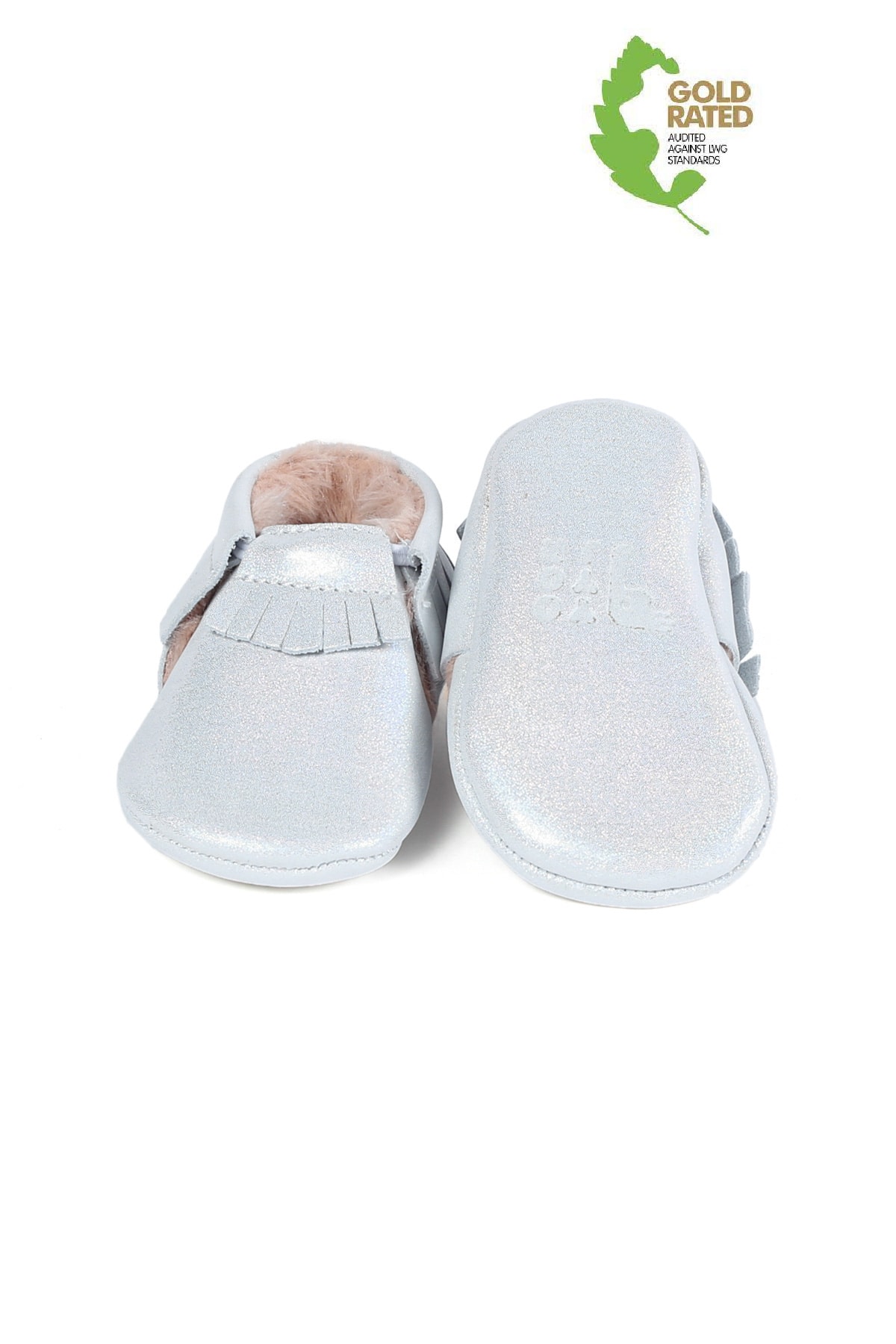 YoYo Junior Hakiki Deri Simli Beyaz İç Kürk Detaylı Bebek Patik