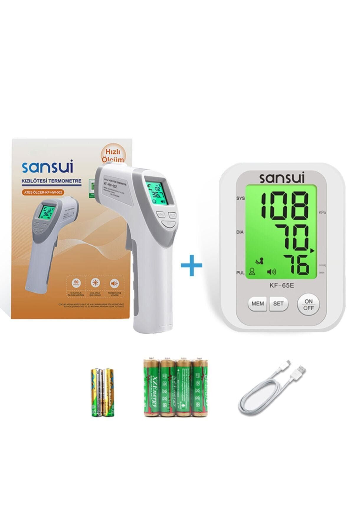 SANSUI Türkçe Konuşan Koldan Ölçer Tansiyon Cihazı +Temassız Ateş Ölçer+Usb Kablo+Pil