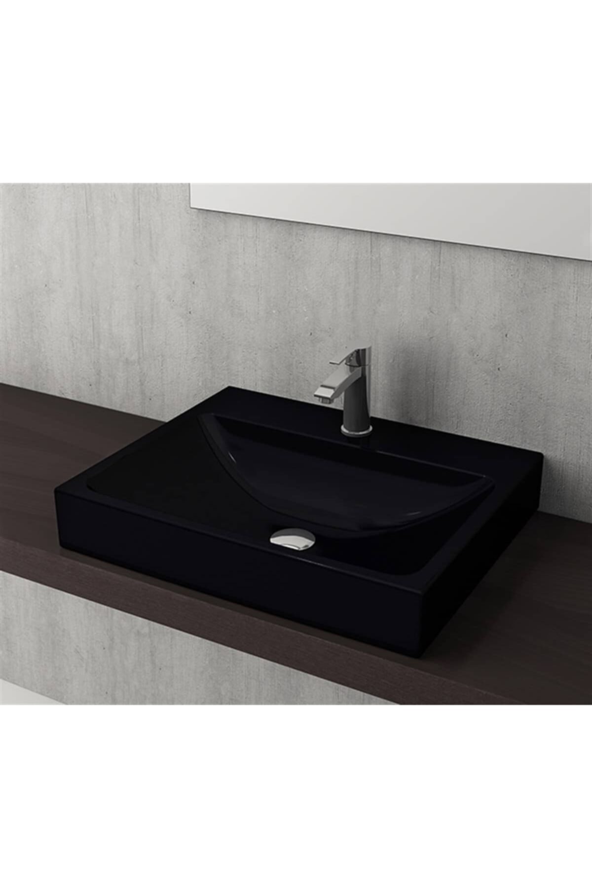 Bocchi Scala / Parma Tezgah Üstü Lavabo 60 Cm Parlak Siyah
