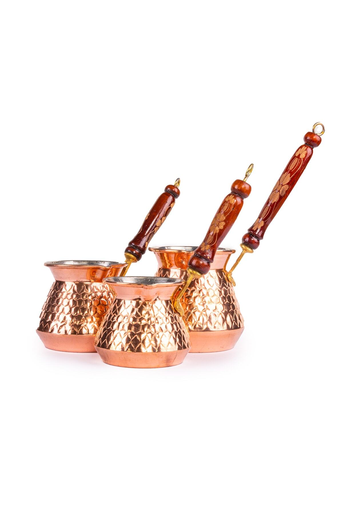 Handygoo Red Leaf Bakır Cezve Takımı 3 Lü Set