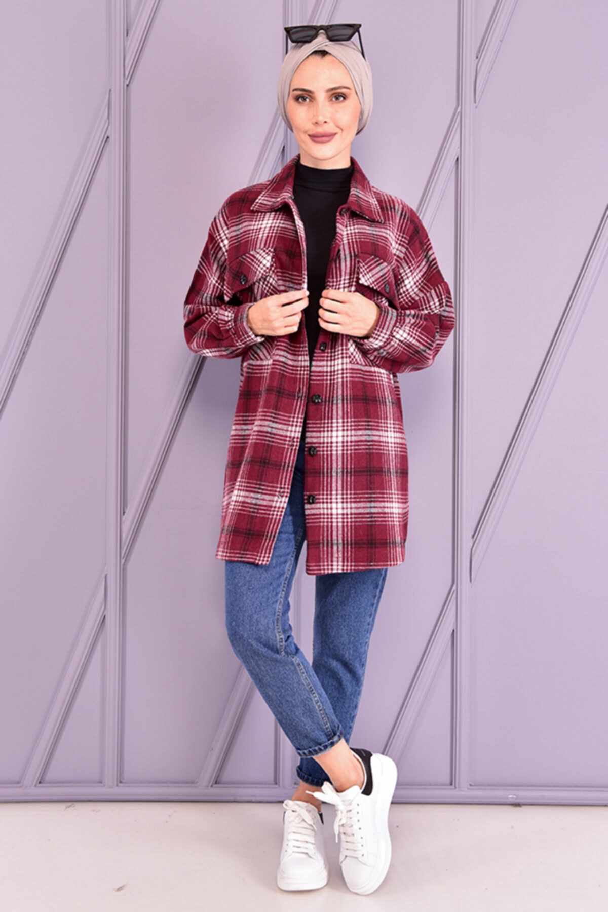 ModaMerve Oduncu Gömlek Bordo 24548