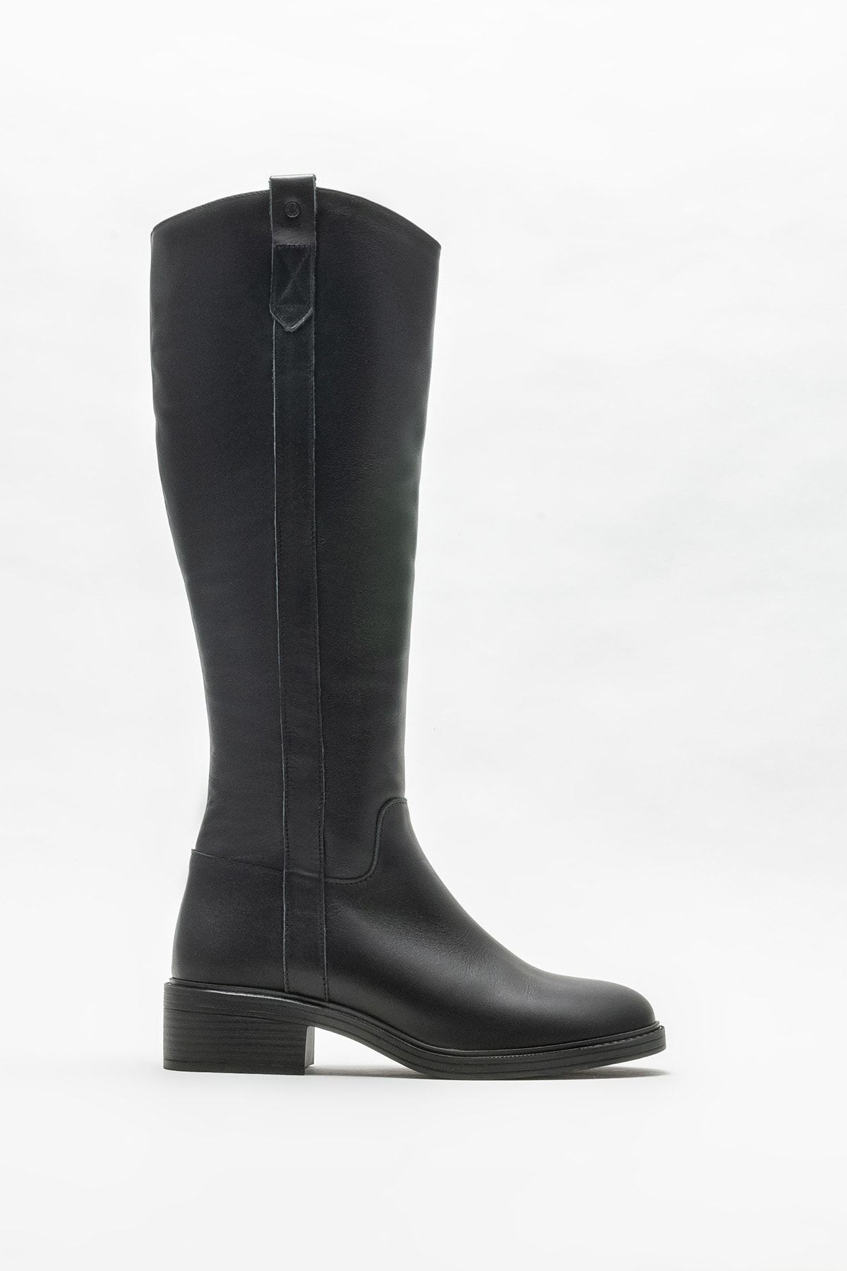 Elle Shoes Siyah Deri Kadın Düz Çizme