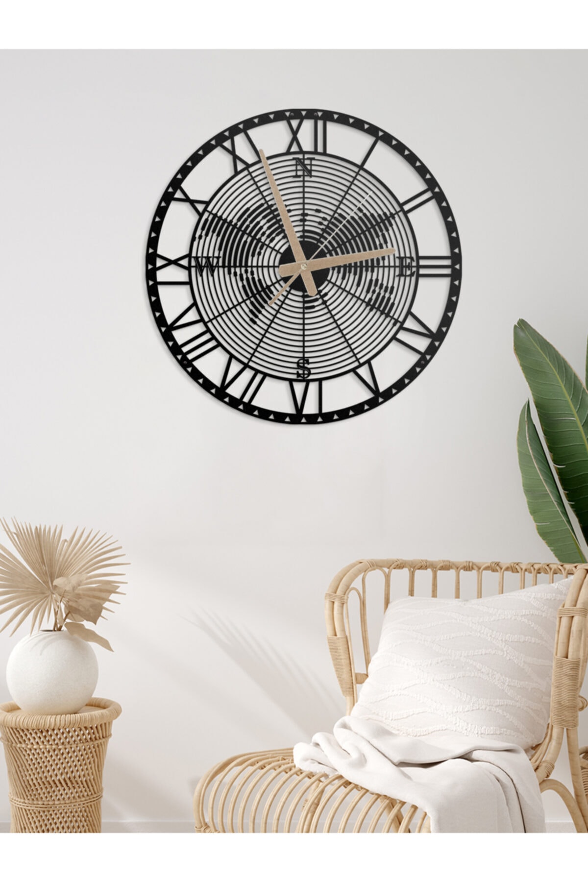 Metalium Concept Dekoratif Metal Duvar Saati Pusula Temalı Dünya Haritası 45x45cm