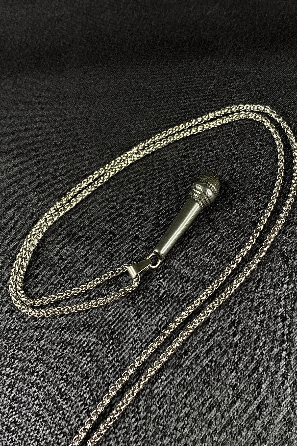 MOONİ ACCESSORİES Mikrofon Model 316l Çelik Zincirli Kolye