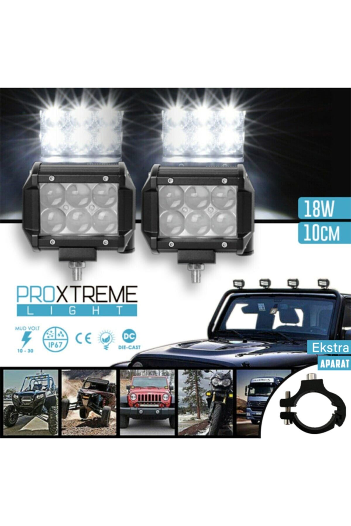 C9 Motosiklet 18w 6 Led Yayıcı Delici Off Road Led Far Quartz Lens
