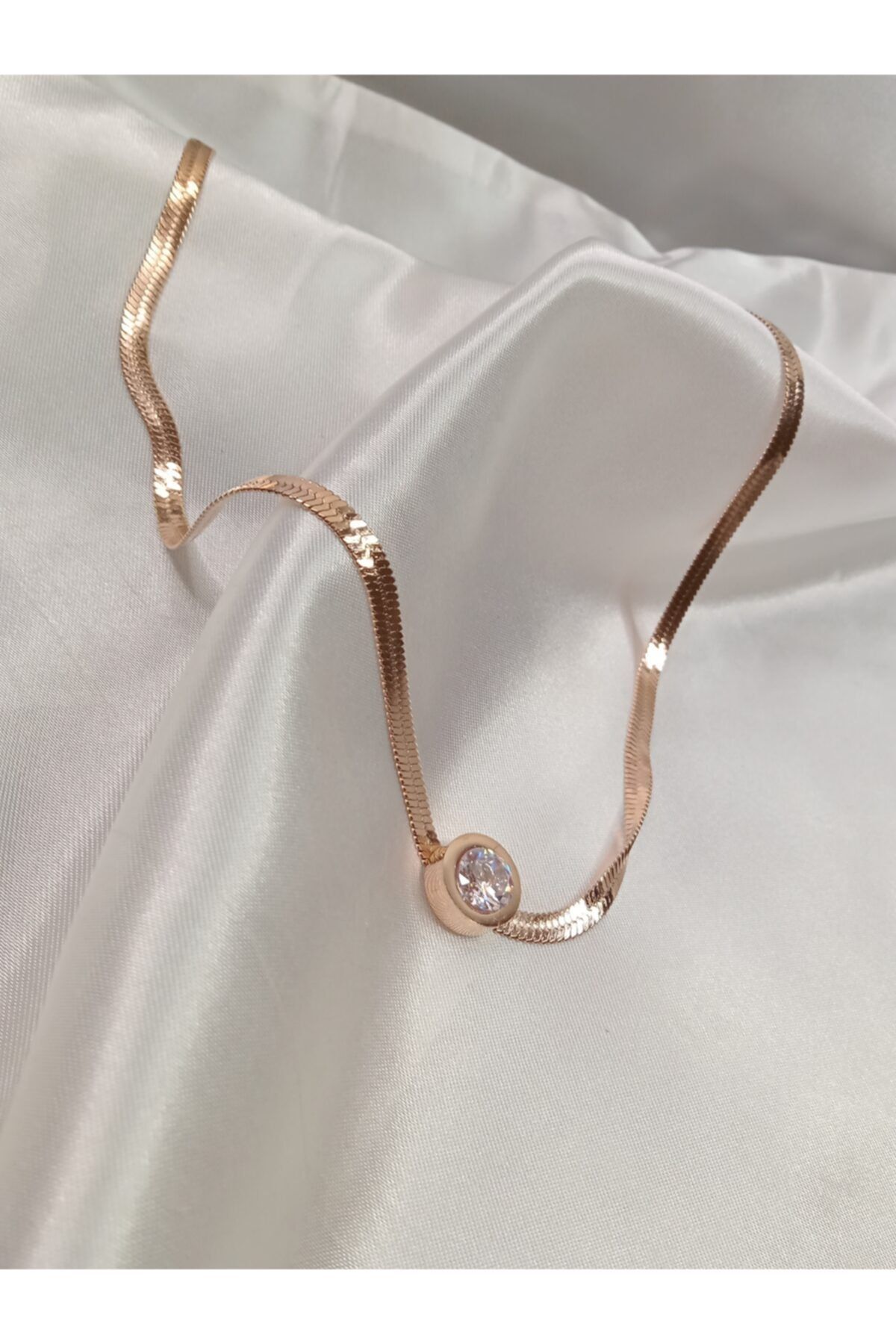 ALİMZA TAKI Çelik Taş Motifli Italyan Zinciri Gold Rose (kararmaz)