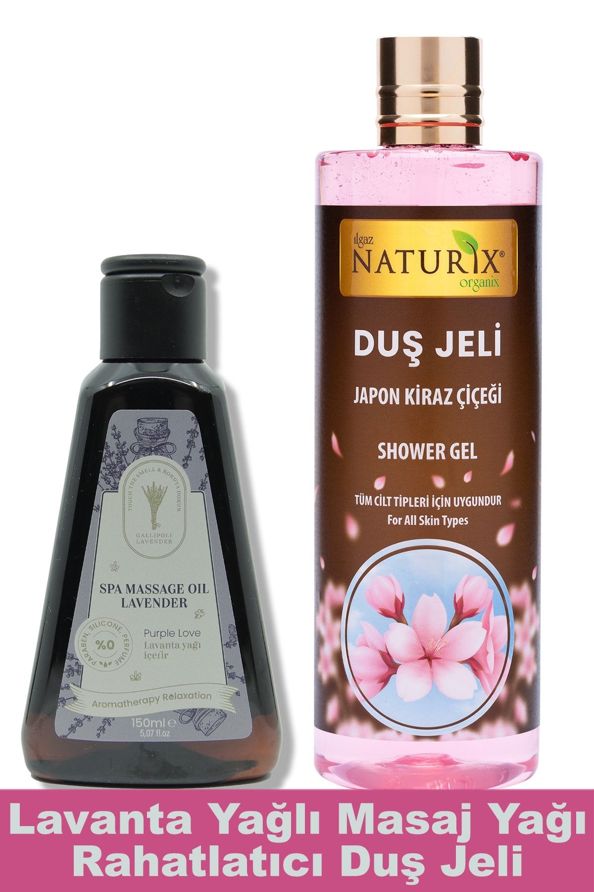 Dr. Lavender 2'li Set Bitkisel Lavanta Yağlı Masaj Yağı Anti Terapi 150 Ml + Japon Kiraz Çiçeği Duş Jeli 400 Ml