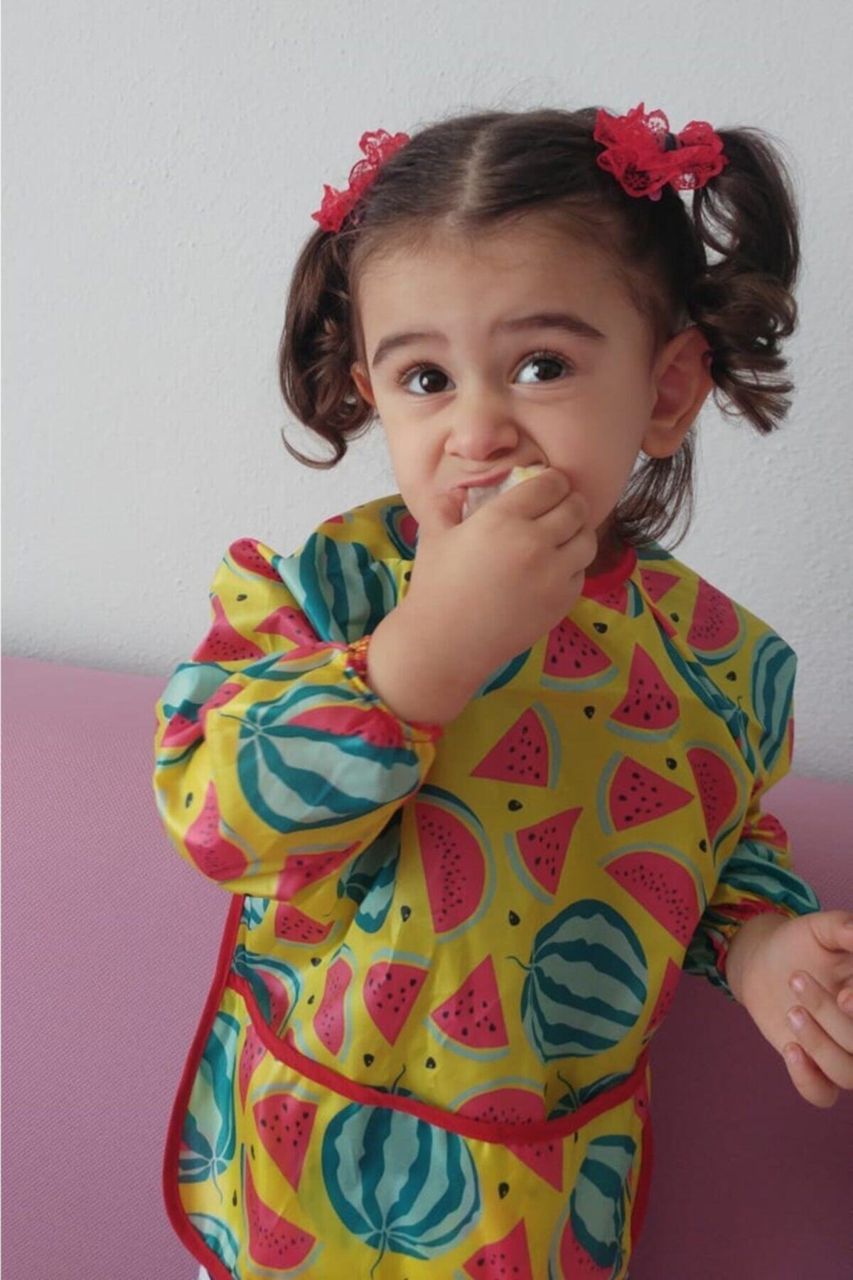 ALİSS BABY (6-24) Ay Karpuz Desen Su Geçirmez Mama Önlüğü