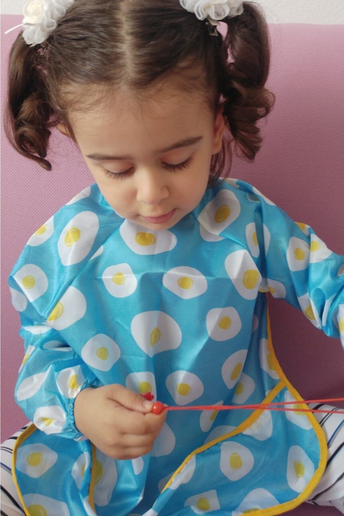 ALİSS BABY (6-24) Ay Mavi Yumurta Desen Su Geçirmez Mama Önlüğü