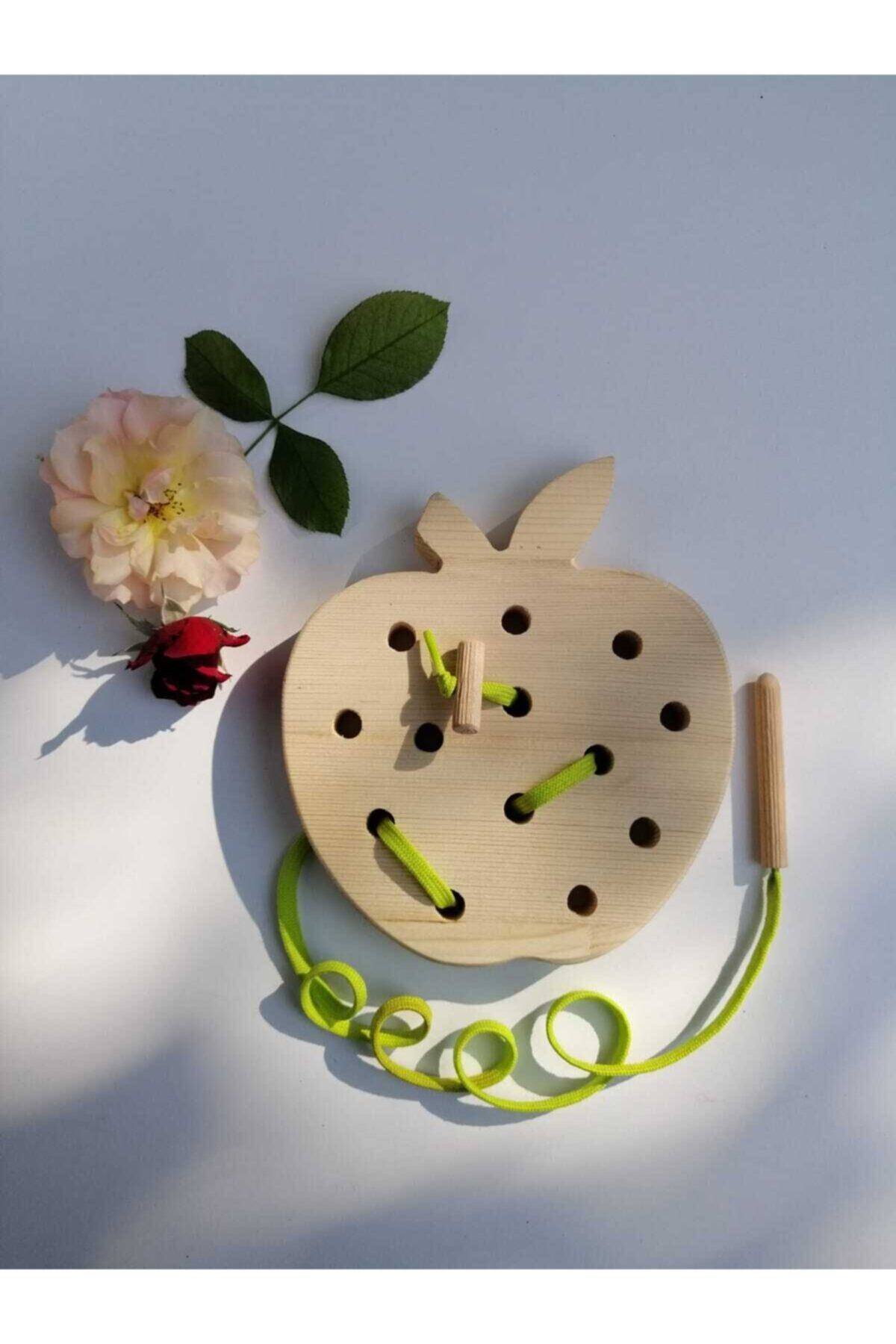 ÇALIKUŞUAHŞAP Ip Geçirme Eğitici Elma Oyuncak