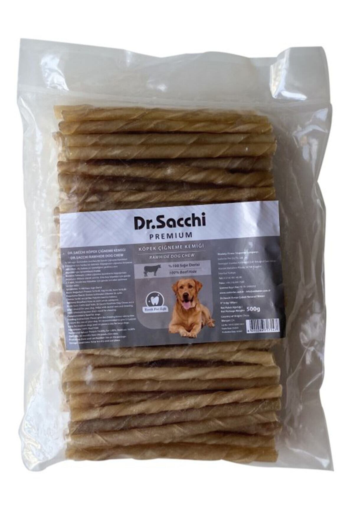 Dr. Sacchi Köpek Çiğneme Kemiği Burgu Çubuk Naturel 13cm 100 Adet 500 gr