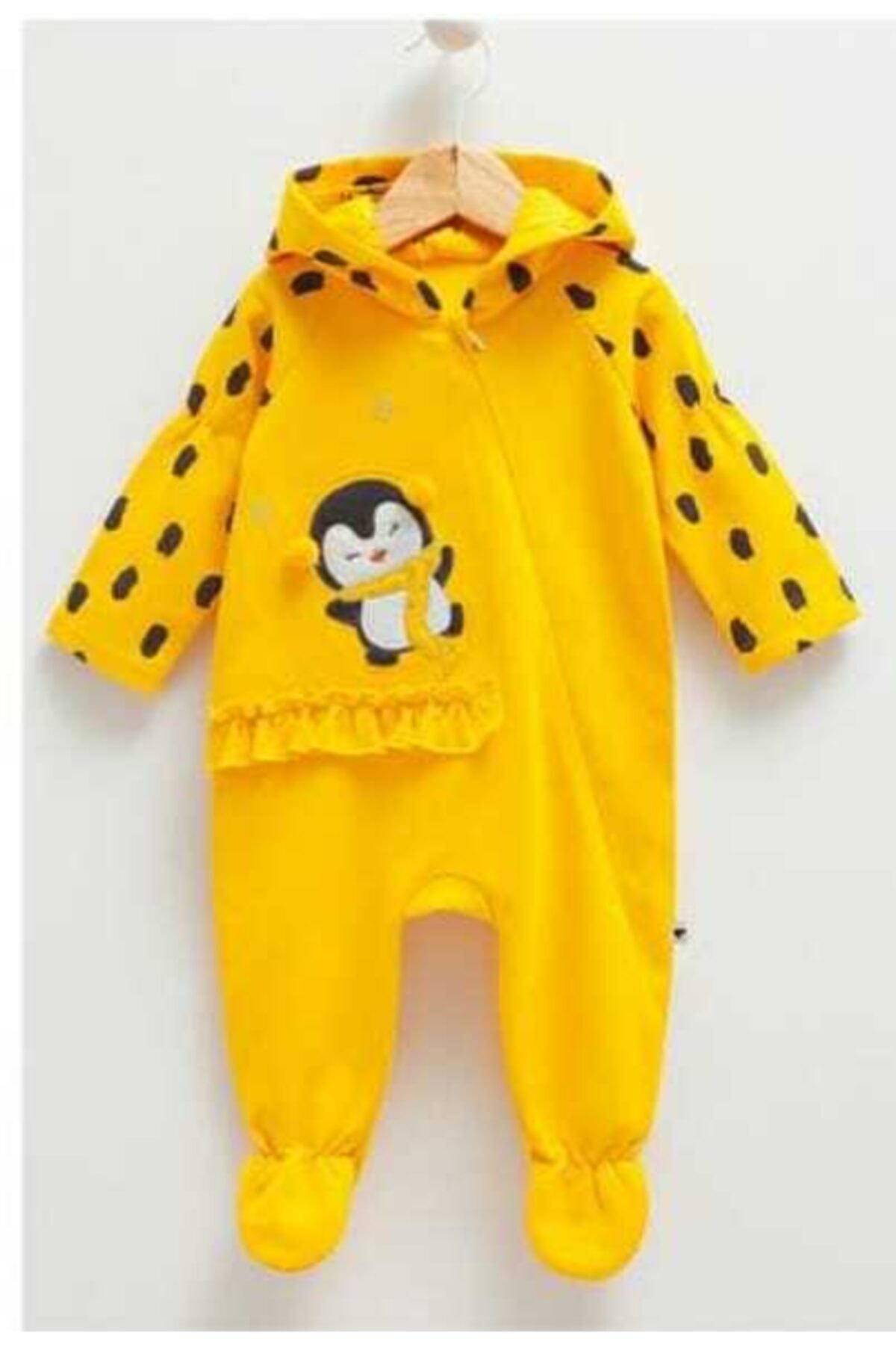 Caramell Kız Bebek Sarı Penguenli Tulum Sarı