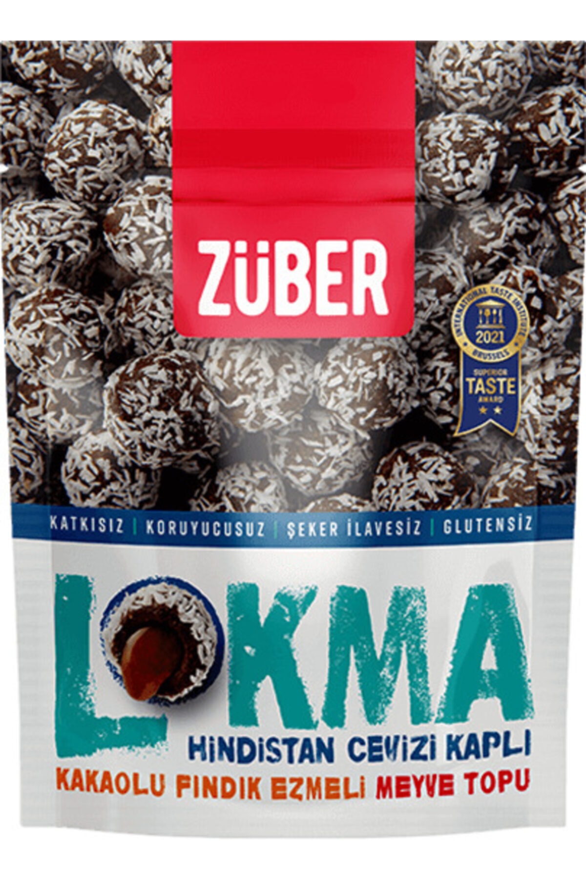Züber Lokma Hindistan Cevizi Kaplı Kakaolu Fındık Ezmeli Meyve Topu 96g X 3 Paket