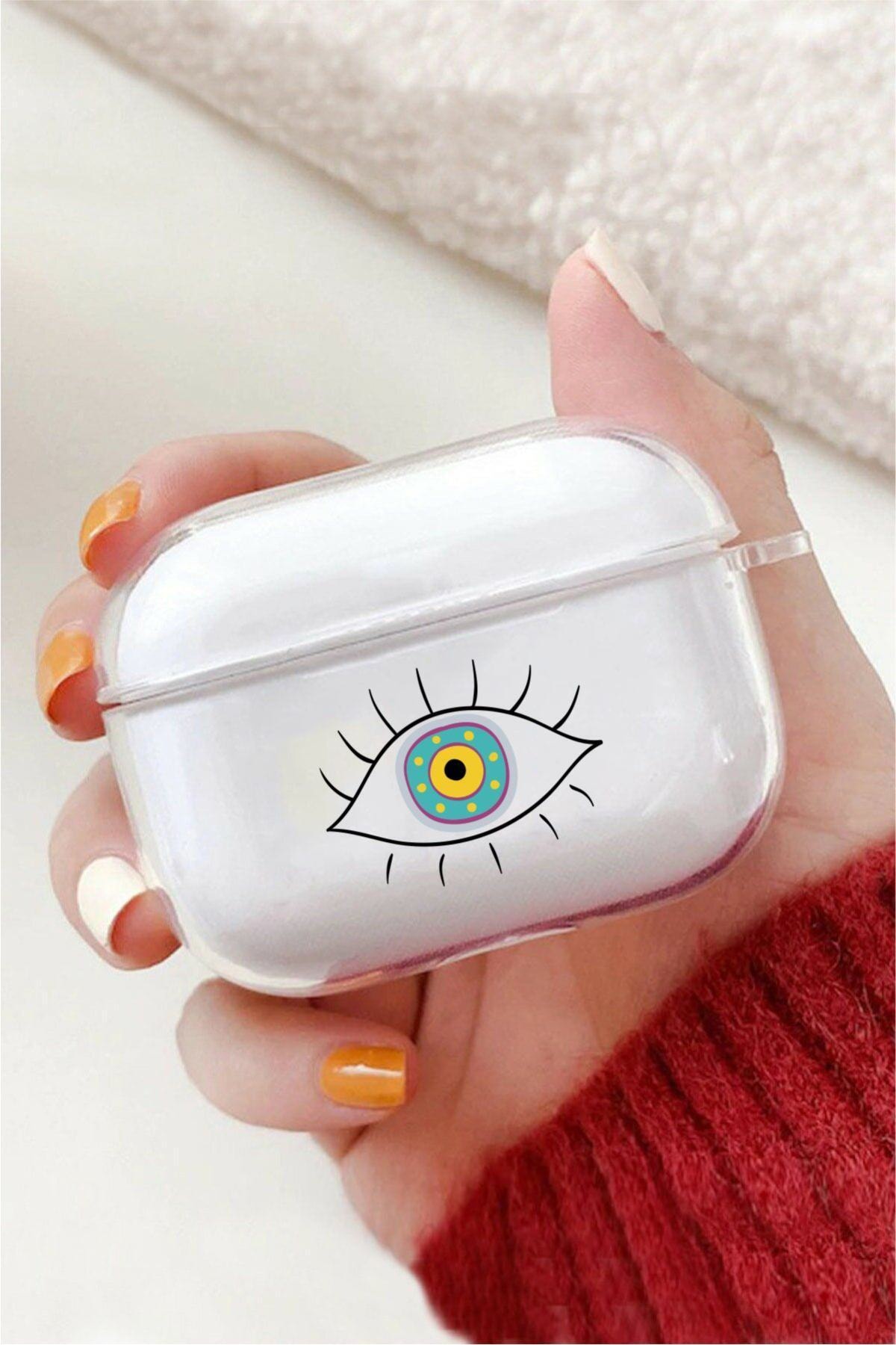 Bel Caso Airpods Pro Şeffaf Premium Silikonlu Pastel Göz Tasarımlı Kılıf