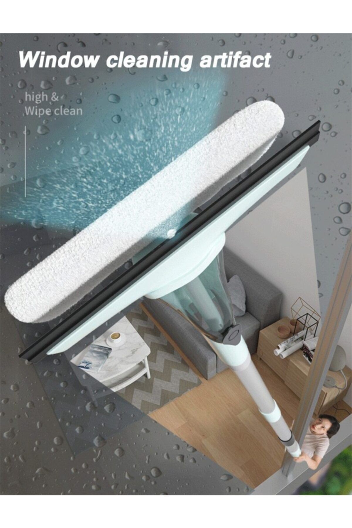 AYLA STAND Cam Pencere Temizleme Yıkama Fırçaları Sprey Pencere Temizleyici Fırça Uzun Saplı Cam Sileceği