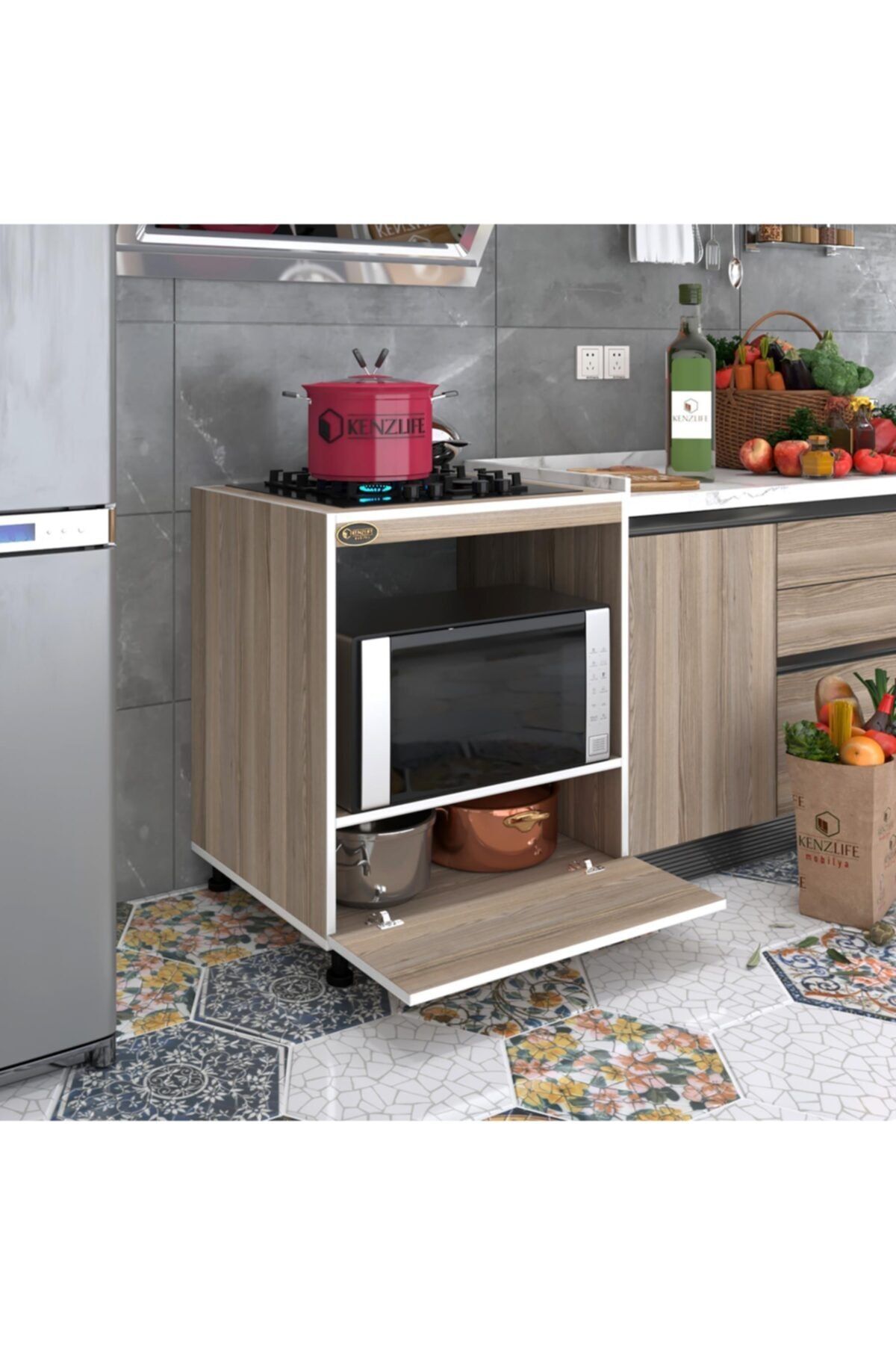 Kenzlife ocak dolabı şehrazat crd 85*70*60 XLARGE kapaklı hazır mutfak ankastre gömme ocak için