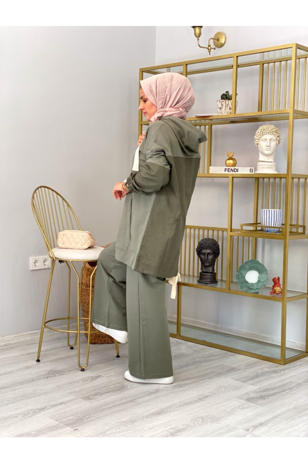 ASEL FASHİON Denim Yeşil Kot Detaylı Ikili Takım