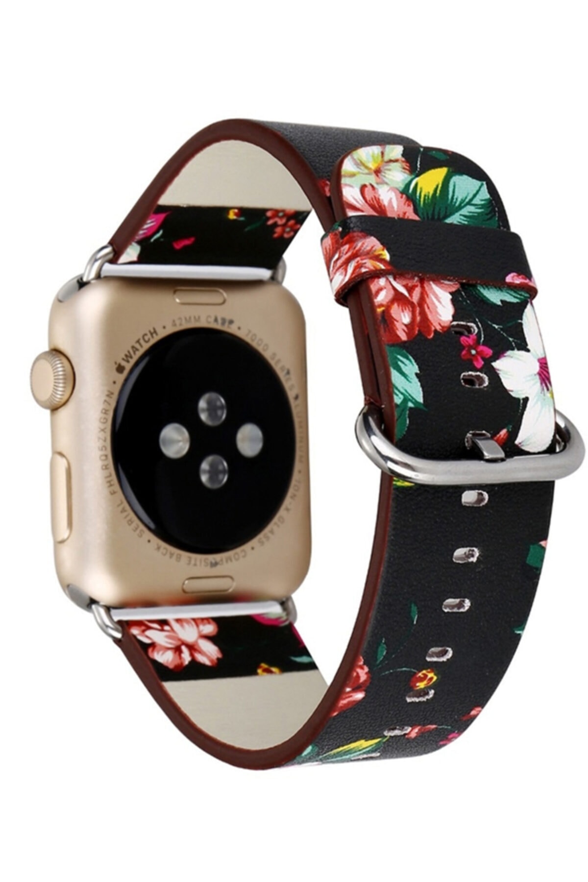 Ally Mobile Iwatch İçin Uyumlu 4-5 44mm 1-2-3 42mm Gül Desenli Pu Deri Kordon Kayış Desenli 2