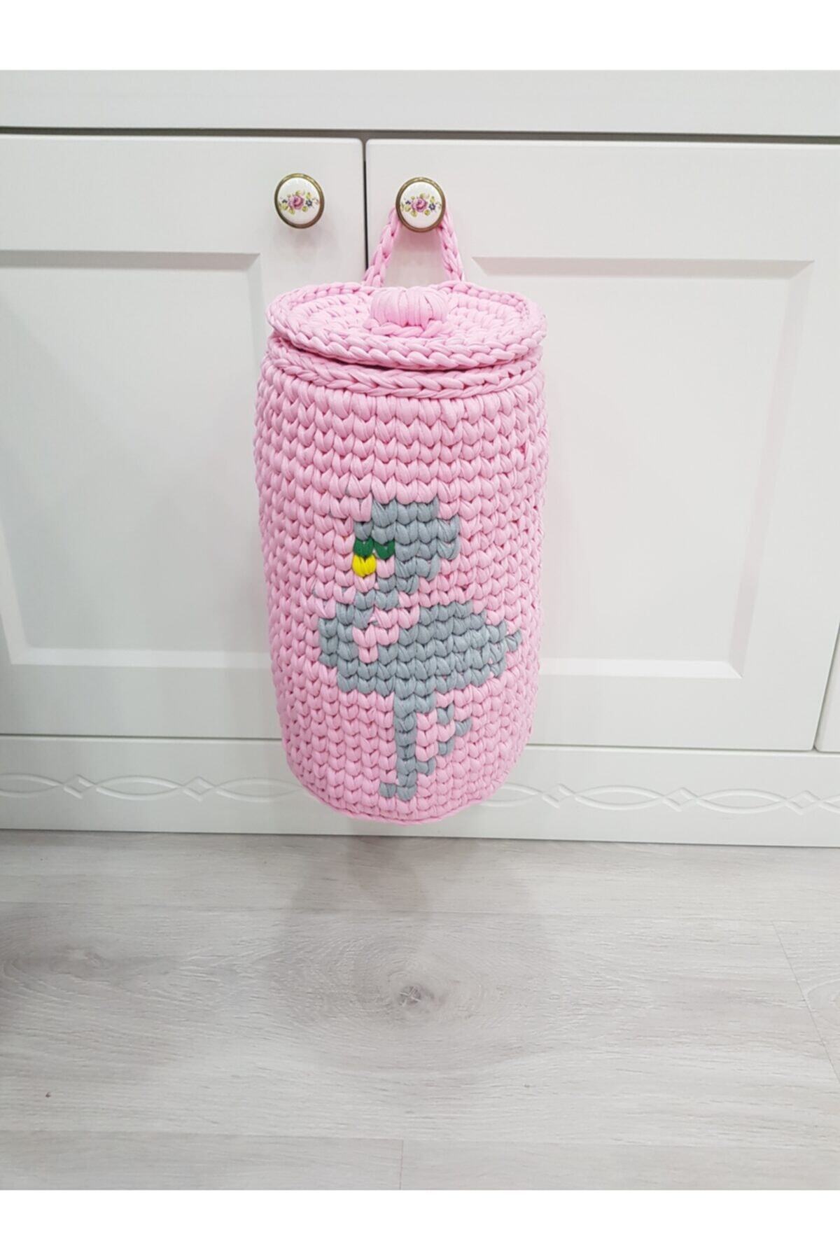 ÖRGÜM Poşetlik Pembe Renk Desenli Kapaklı Poşetlik 30x17 cm