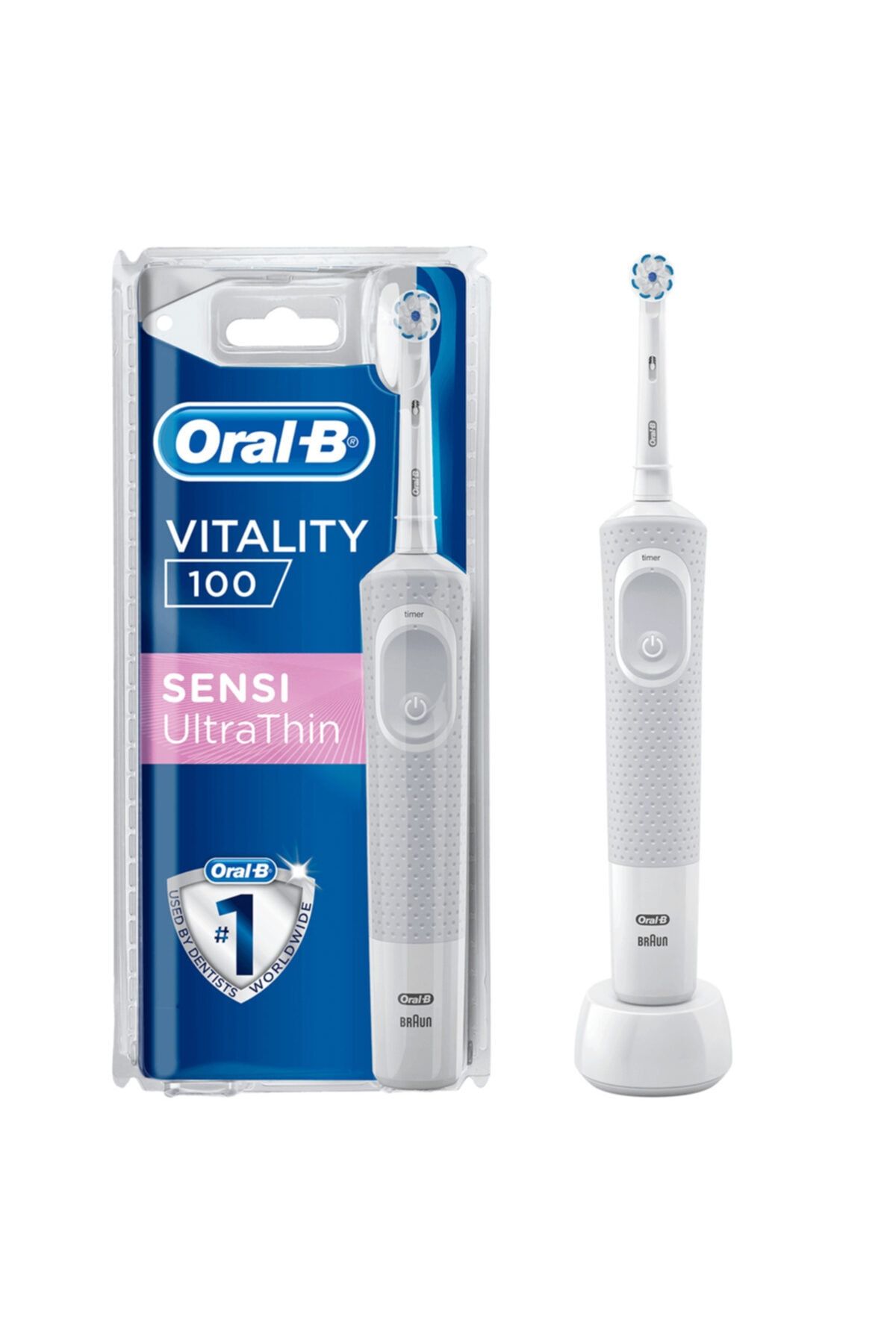 OralB D100 Vitality Sensitive Ultrathin Şarjlı Diş Fırçası White