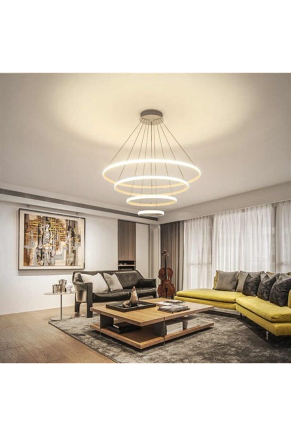 voxlamp Samsung Ledli Dreaming Ø100+75+ 50+25cm Dışa Işık Dörtlü Sarkıt Led Avize
