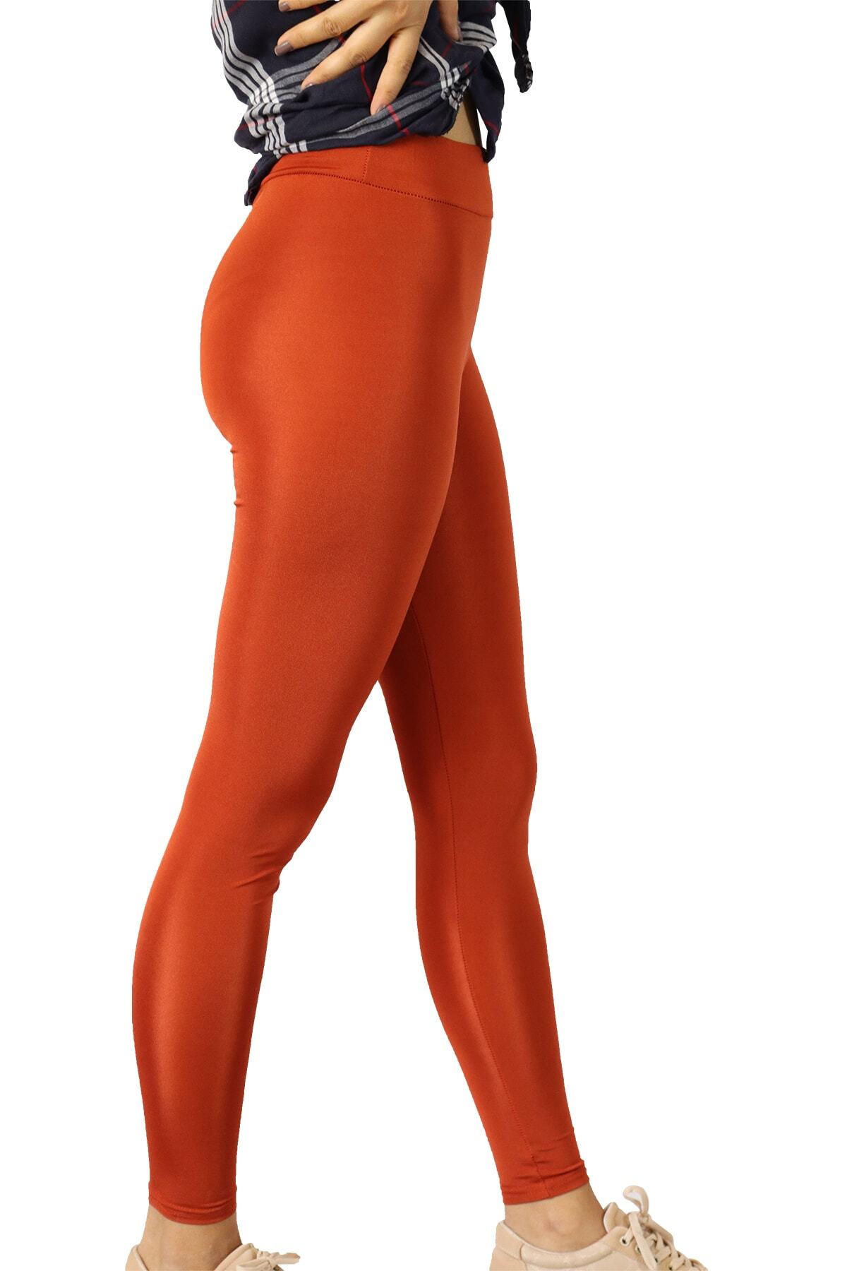 EtkiModa Kadın Kiremit Toparlayıcı Parlak Disco Tayt