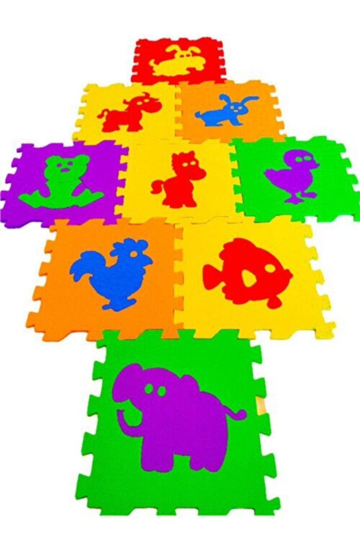 ENG.CO 9 Parça Büyük Boy Hayvanlar Sünger Yapılı Oyun Karosu Yer Matı Puzzle Yapboz